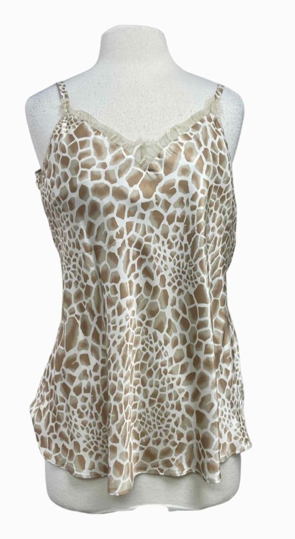 HALE BOB LACE TRIM SILK BLEND SATIN CAMI GIRAFFE TOP SIZE L