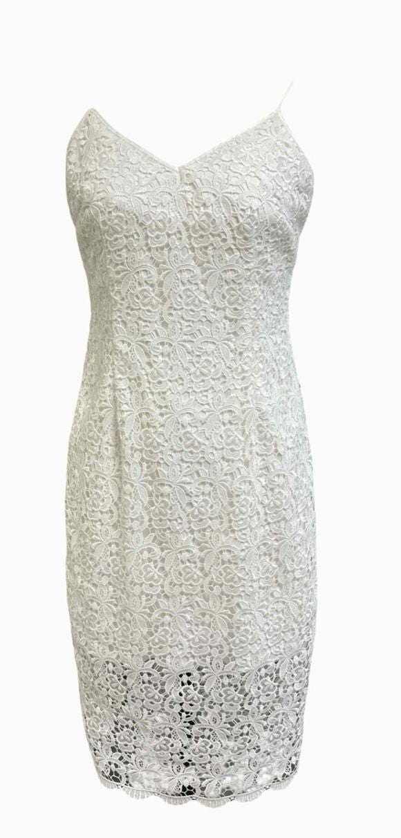 WH/BM NWT! LACE SLIP WHITE MIDI DRESS SIZE 6