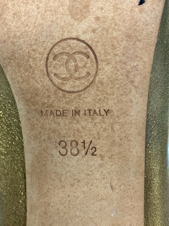 CHANEL VINTAGE STRETCH SPIRIT HEELS SIZE 38.5