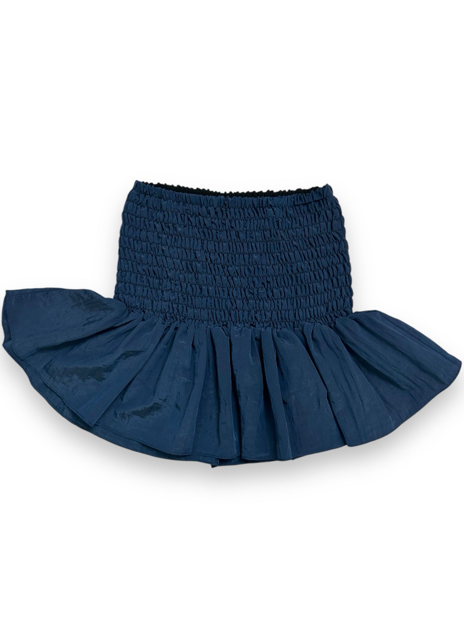NEW! MISA AZAR FLARED SMOCKED NAVY MINI SKIRT SIZE SMALL