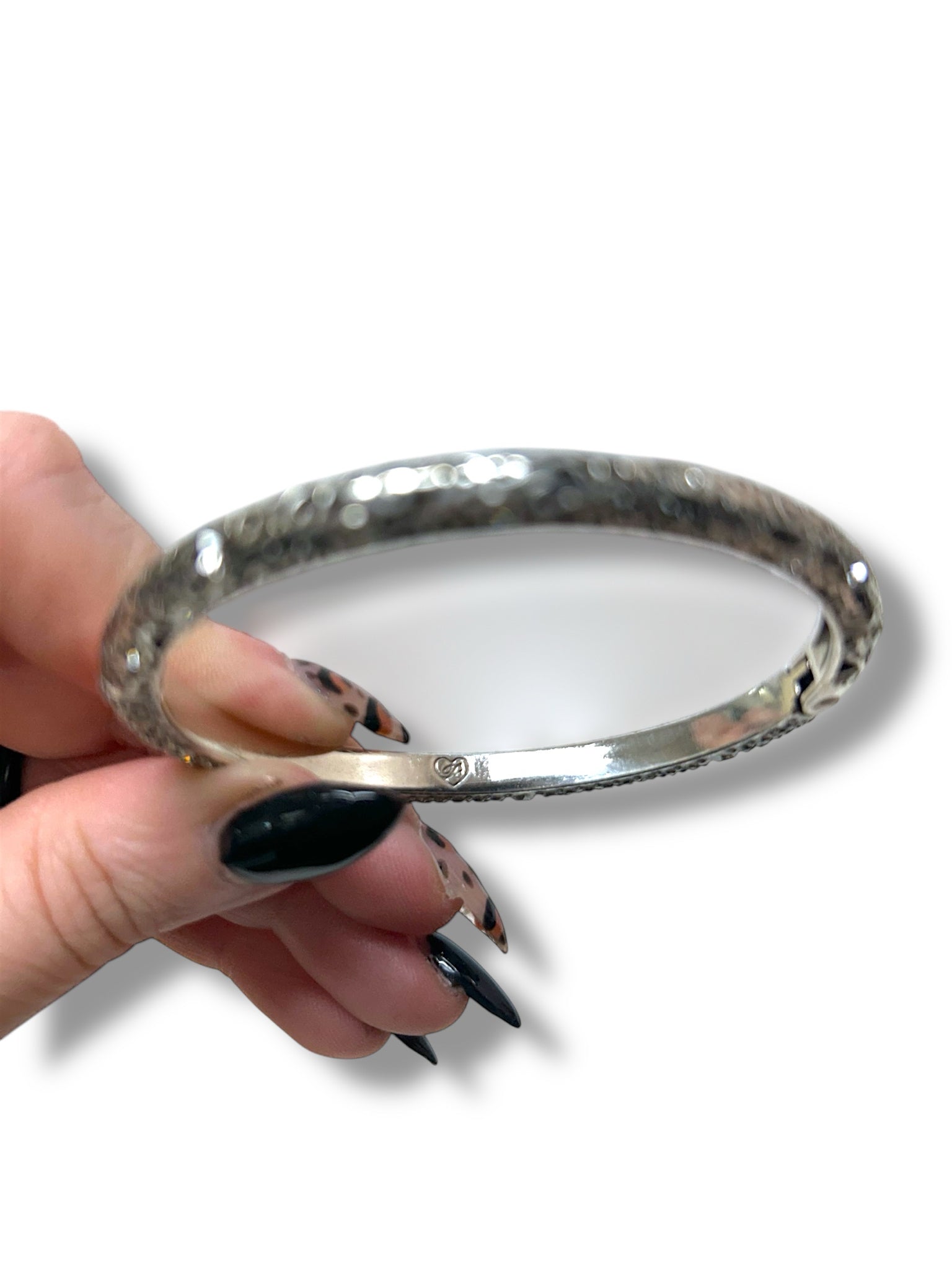 BRIGHTON ANATOLIA CRYSTAL HINGED BANGLE SILVER PLATED