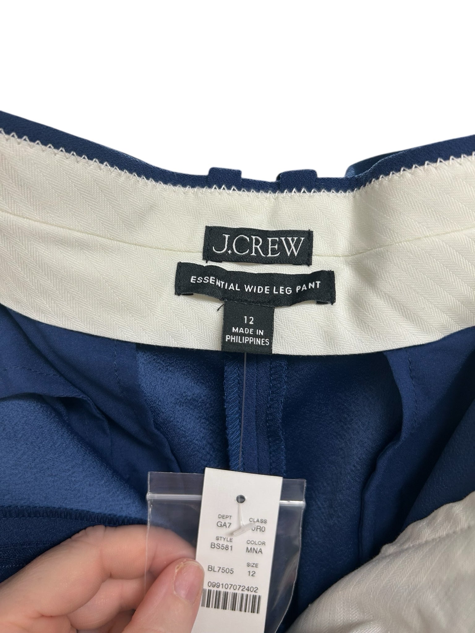 JCREW ESSENTIAL WIDE LEG CITY CREPE TROUSER -MEDITERRANEAN NAVY SIZE 12