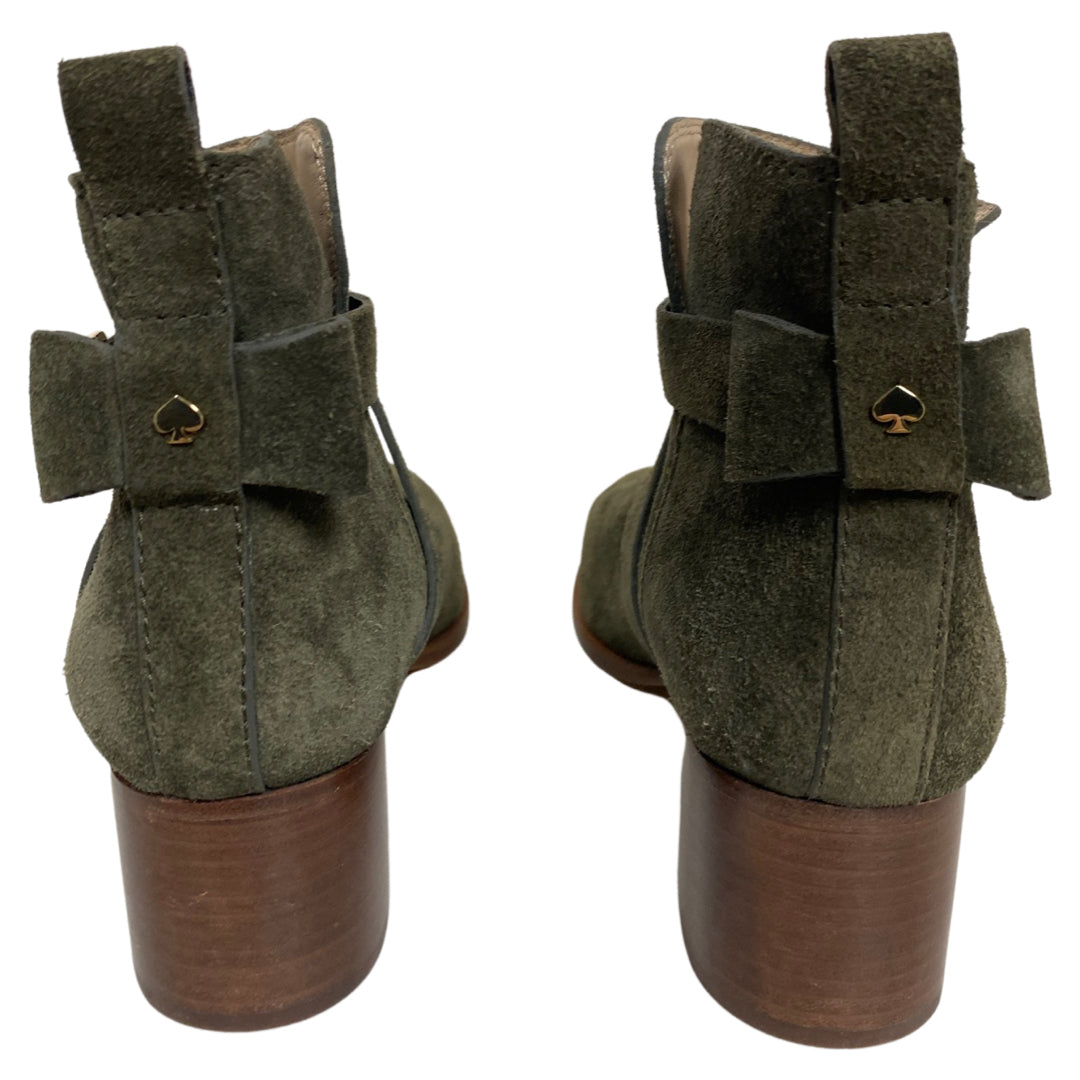 KATE SPADE OLIVE POLLY ANKLE SUEDE BOOTS SIZE 8.5