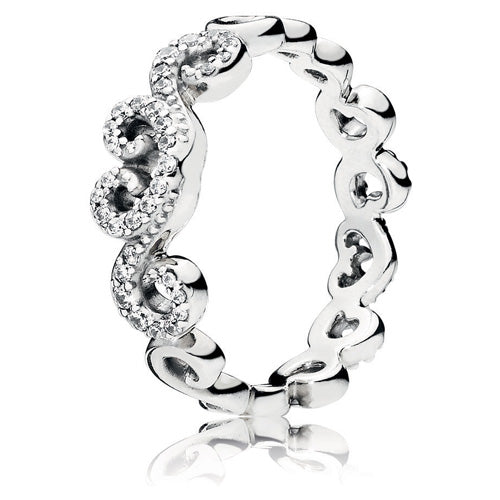 PANDORA HEART SWIRLS SILVER RING SIZE 5.75