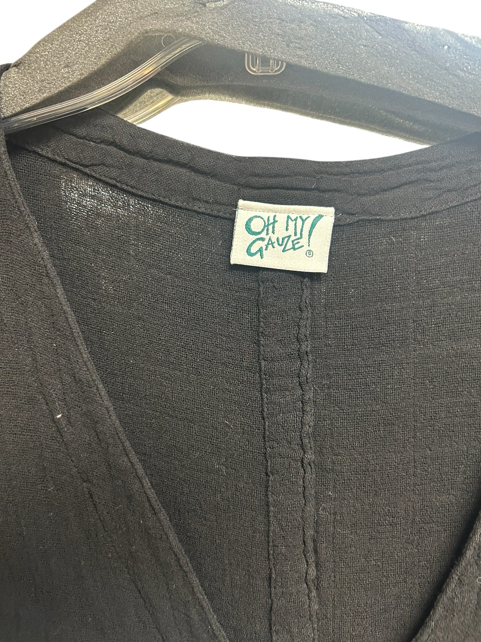 OH MY GAUZE TWO PIECE BLACK COTTON BLOUSE AND PANTS SIZE SMALL