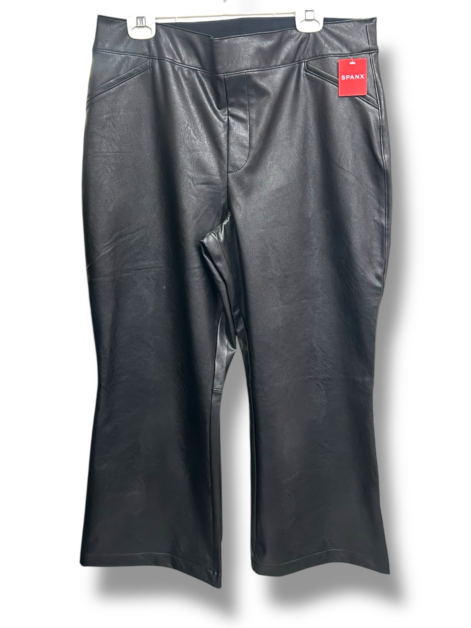 NWT SPANX LEATHER LIKE KICK FLARE BLACK PANTS SIZE 2X