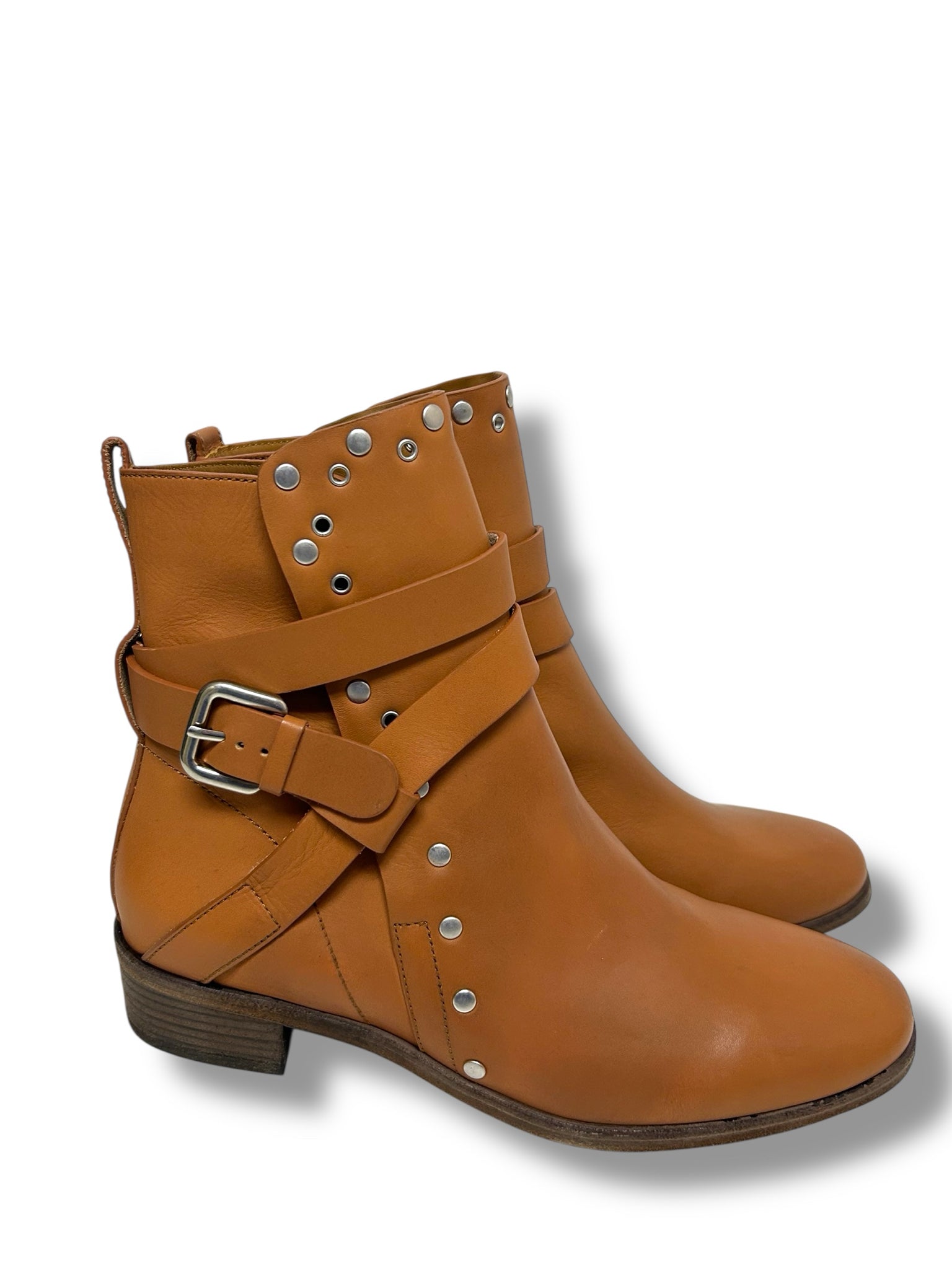 SEEBYCHLOE NIB JANICE MOTORCYCLE MOTO STUDDED ANKLE WRAP BOOTS SIZE 37.5