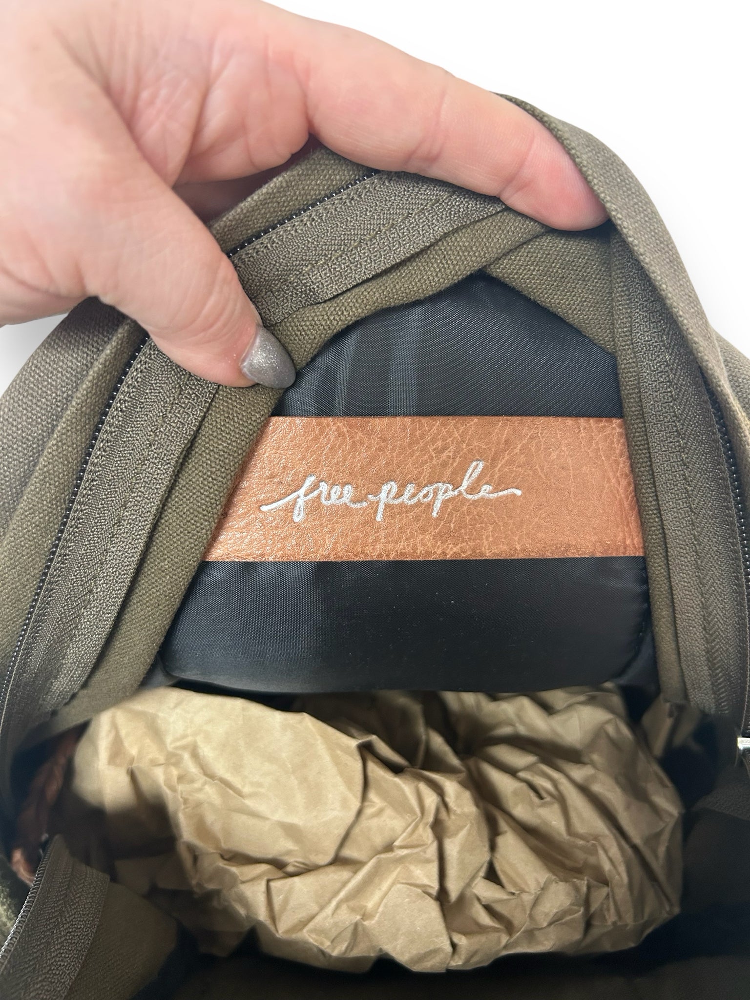 FREE PEOPLE OLIVE BERLIN STUDDED BACKPACK
