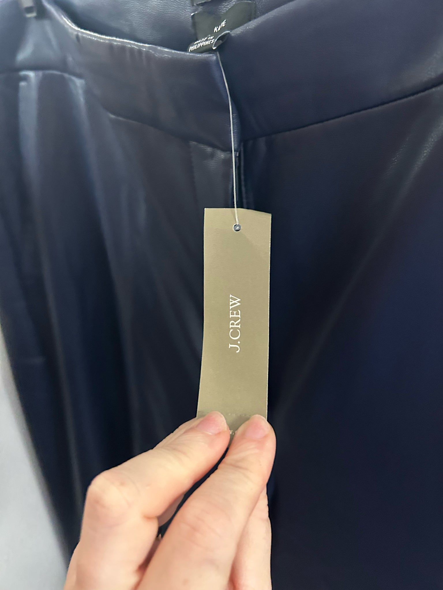 J.CREW NWT KATE STRAIGHT LEG PANT FAUX LEATHER NAVY SIZE 18