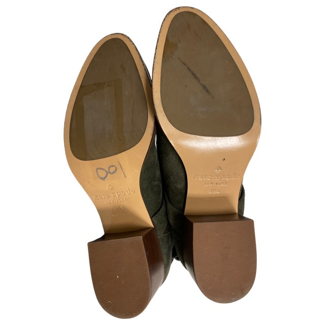 KATE SPADE OLIVE POLLY ANKLE SUEDE BOOTS SIZE 8.5