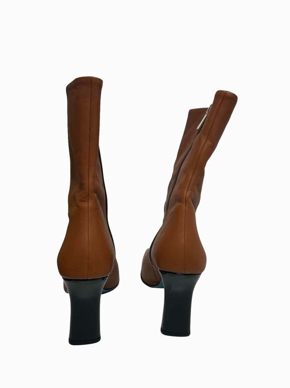 VALENTINA RAGONI LETTERA T MORO VERNICE ZIP-UP BOOTS SIZE :8.5