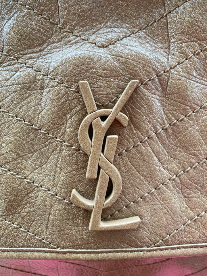 YVES SAINT LAURENT MEDIUM NIKI VINTAGE LEATHER SHOULDER BAG IN TAN