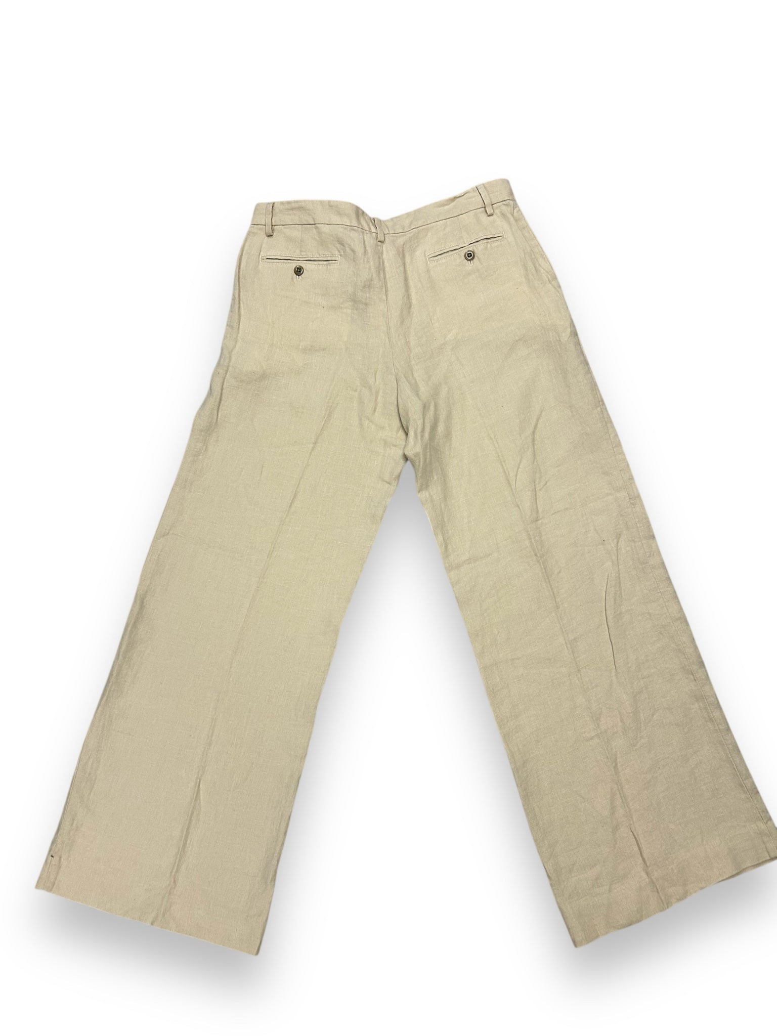 NWT RALPH LAUREN BEIGE TAN LINEN WIDE LEG TROUSERS SIZE 12