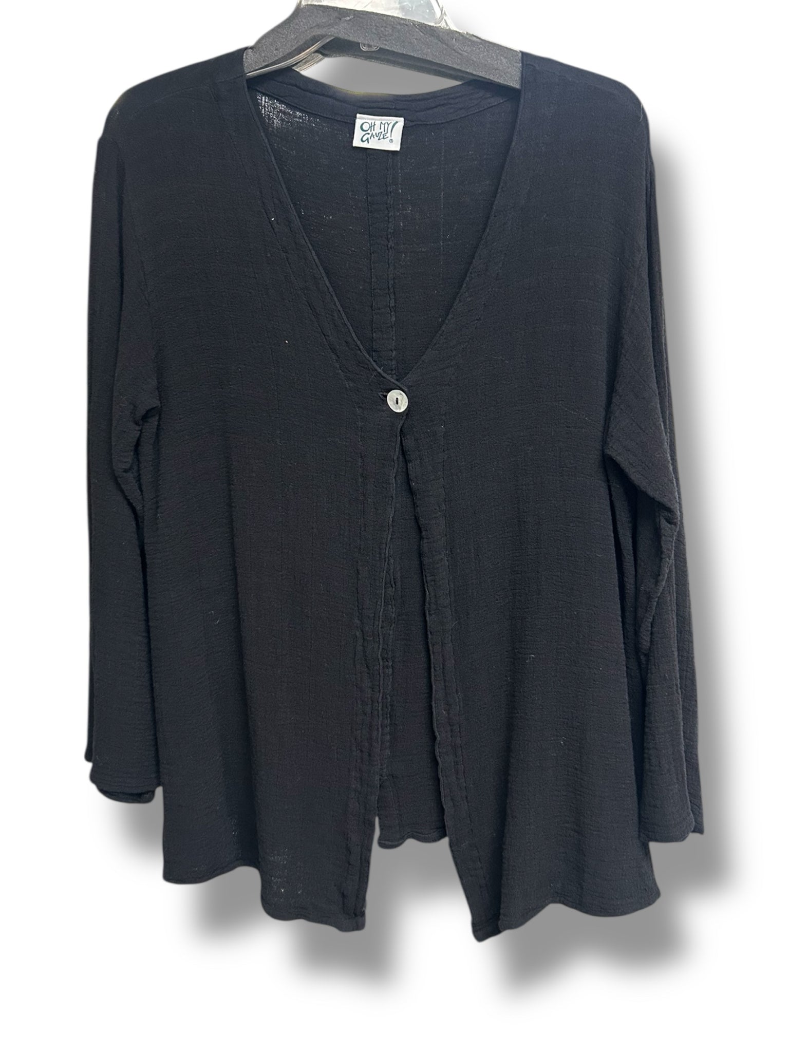 OH MY GAUZE TWO PIECE BLACK COTTON BLOUSE AND PANTS SIZE SMALL