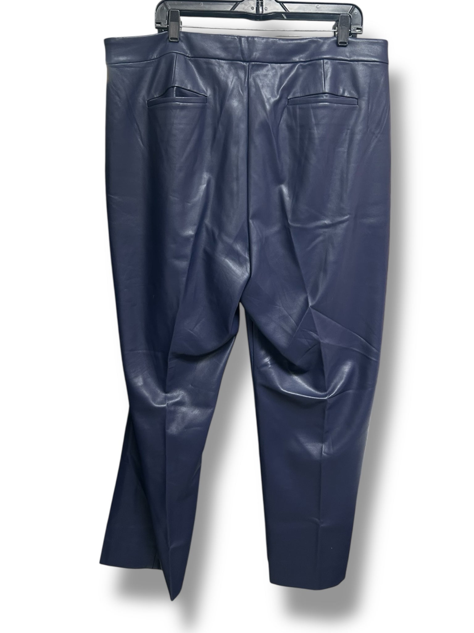 J.CREW NWT KATE STRAIGHT LEG PANT FAUX LEATHER NAVY SIZE 18