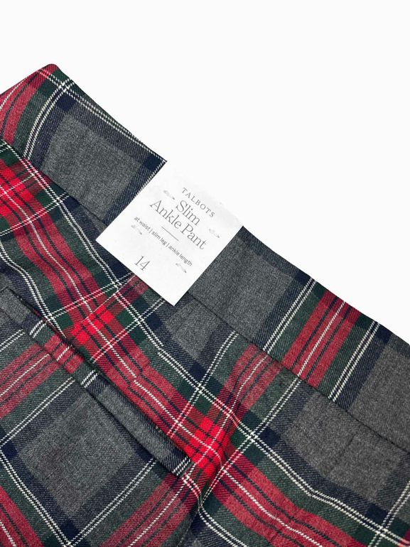 TALBOTS  NWT TARTAN SLIM ANKLE PANT SIZE: 14