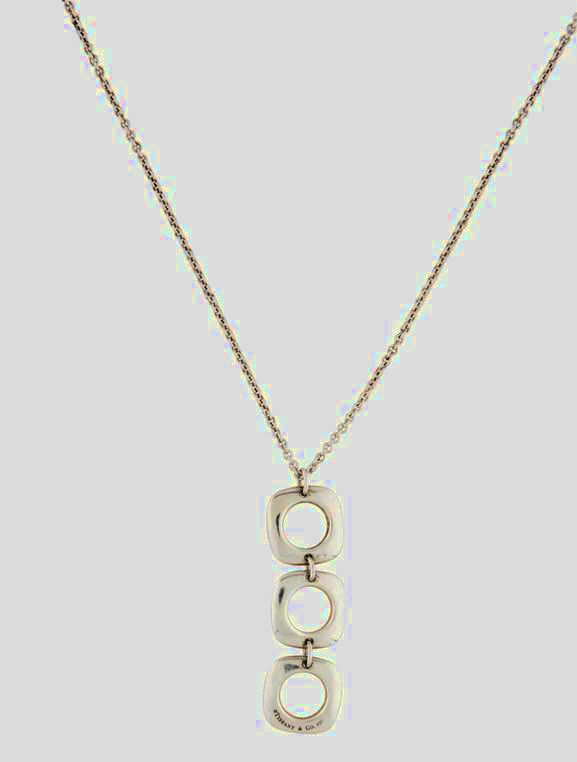 TIFFANY & CO TRIPLE SQUARE CUSHION LINK PENDANT NECKLACE