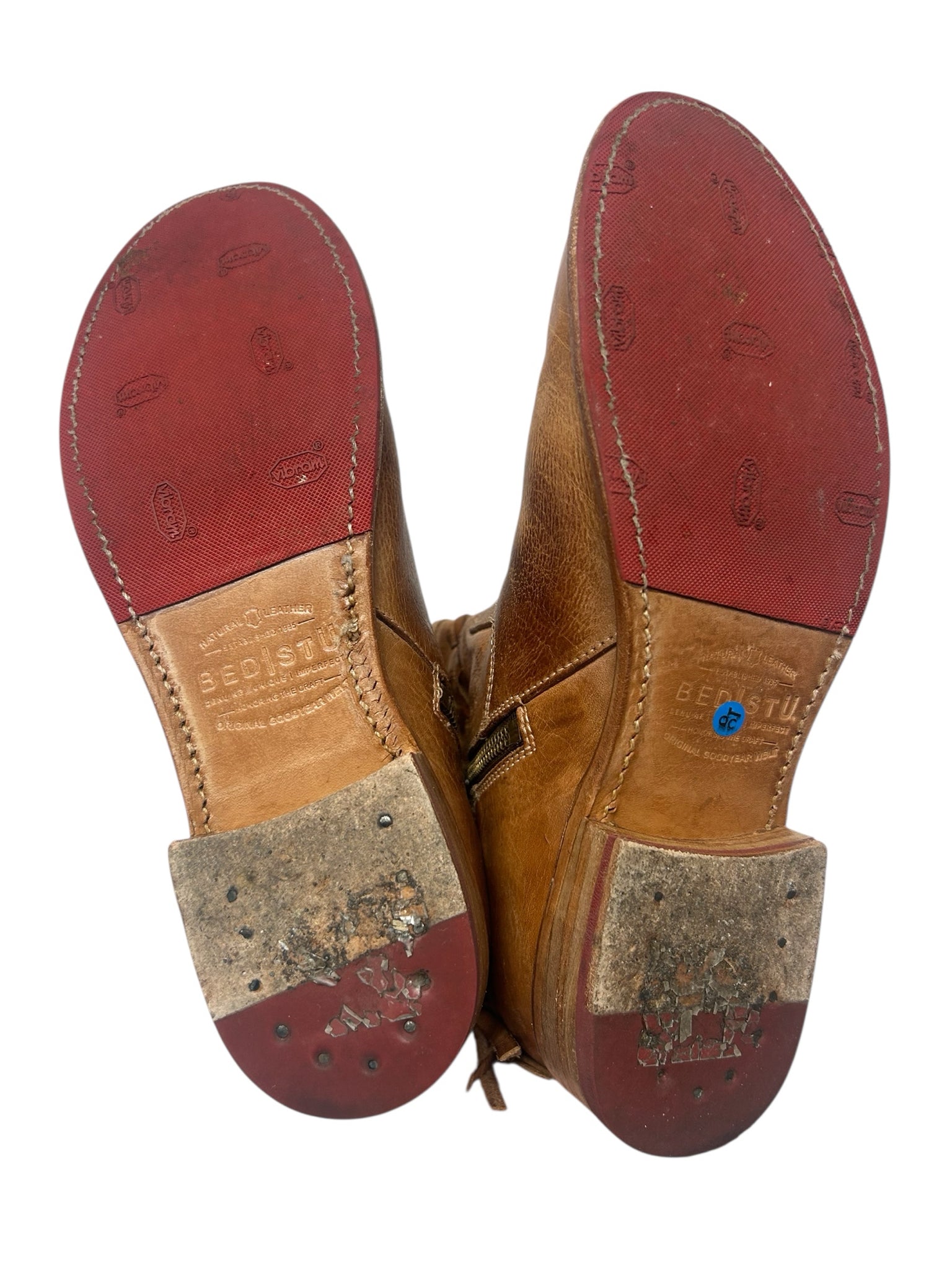 BED STU CRAVEN DIP DYE W/FRINGE ANKLE BOOTS BROWN SIZE 9