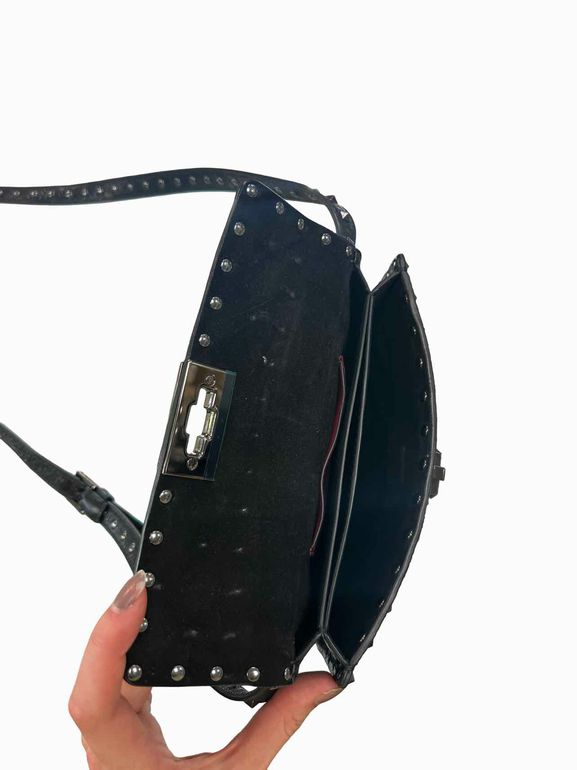 VALENTINO GARAVANI CRAQUELE NAPPA ROCKSTUD SPIKE CROSSBODY