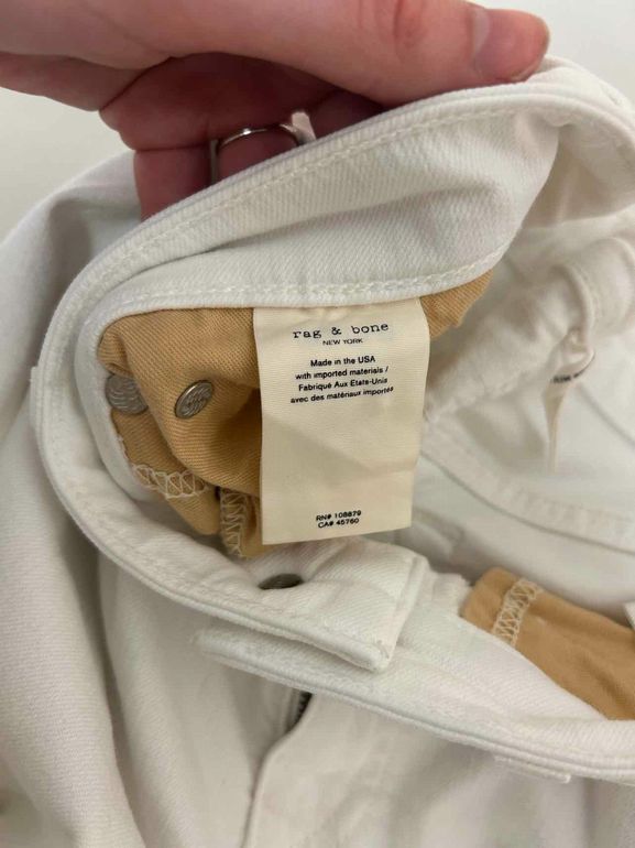 RAG & BONE DRE LOW RISE ANKLE SLIM BOYFRIEND OPTIC WHITE SIZE: 25