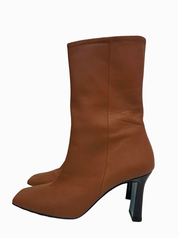 VALENTINA RAGONI LETTERA T MORO VERNICE ZIP-UP BOOTS SIZE :8.5