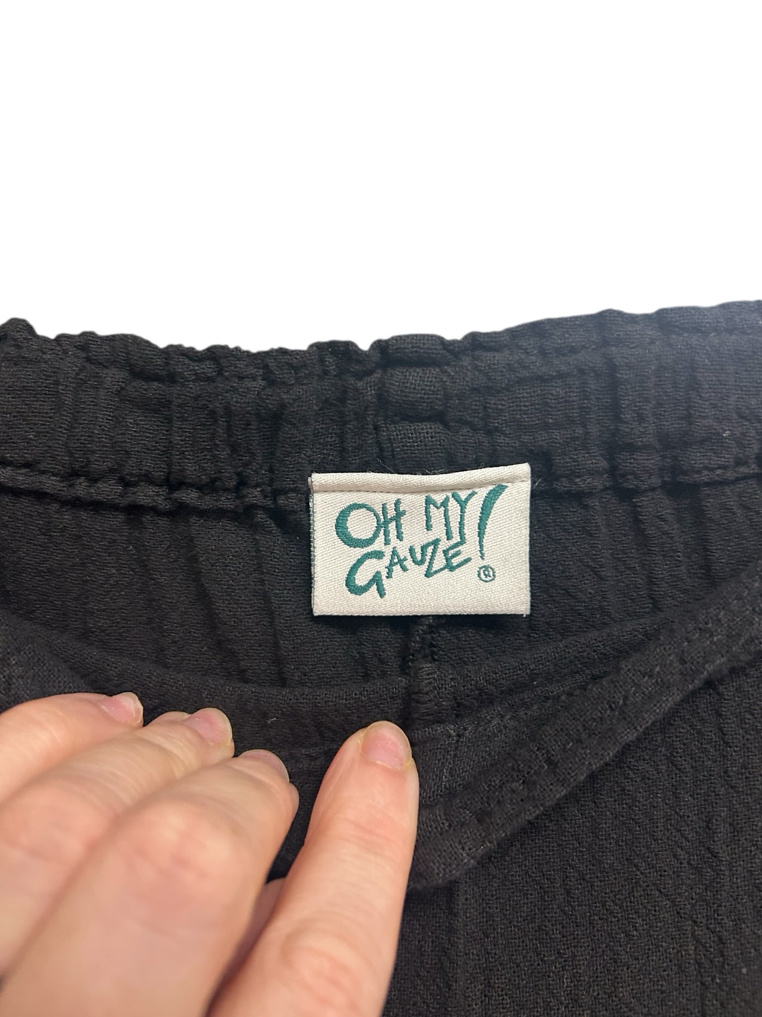 OH MY GAUZE TWO PIECE BLACK COTTON BLOUSE AND PANTS SIZE SMALL