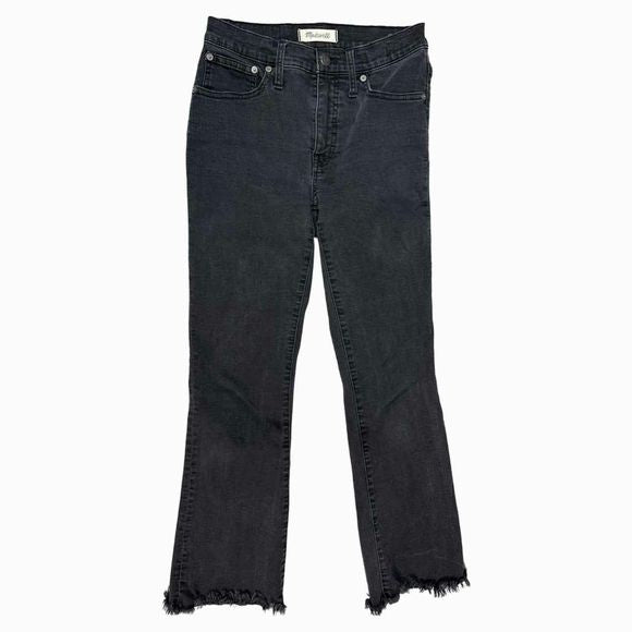 MADEWELL CALI DENIM BOOT CHEWED HEM EDITION IN BERKELEY BLACK SIZE 25