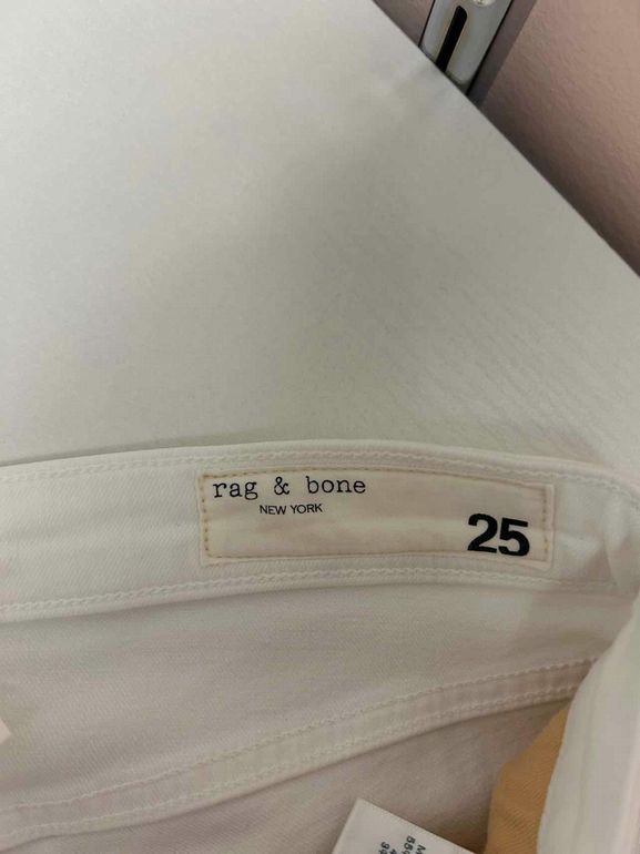 RAG & BONE DRE LOW RISE ANKLE SLIM BOYFRIEND OPTIC WHITE SIZE: 25