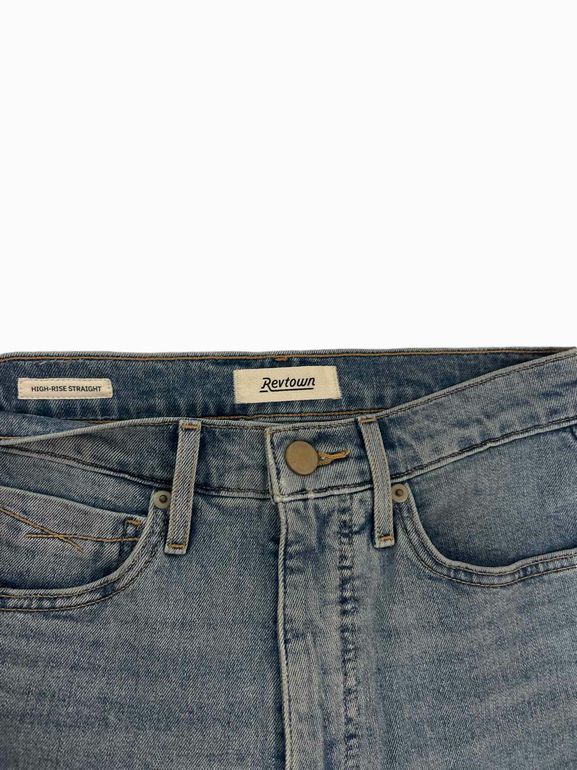 REVTOWN HIGH RISE STRAIGHT DENIM IN SUNSET INDIGO SIZE: 27