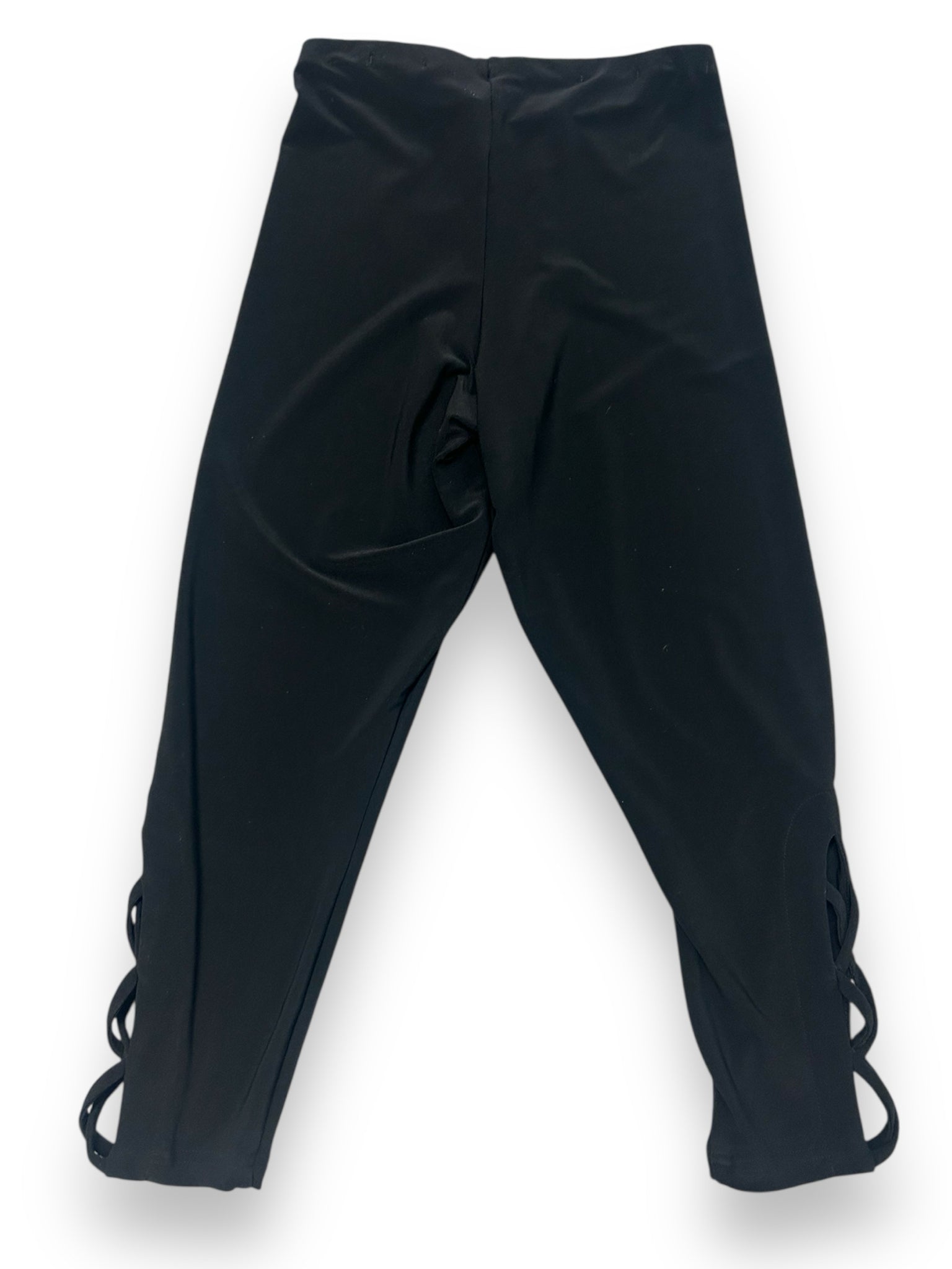 SYMPLI BLACK CROPPED LATTICE HEM PULL ON PANTS SIZE 2