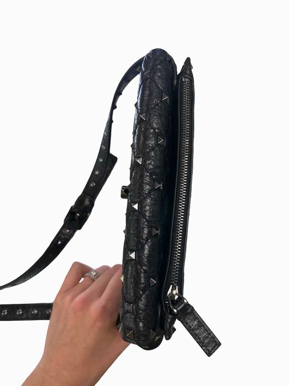 VALENTINO GARAVANI CRAQUELE NAPPA ROCKSTUD SPIKE CROSSBODY