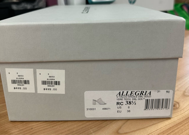 ROBERT CLERGERIE ALLEGRIA LEATHER BLOCK HEEL MULE IN BONE SIZE 8.5