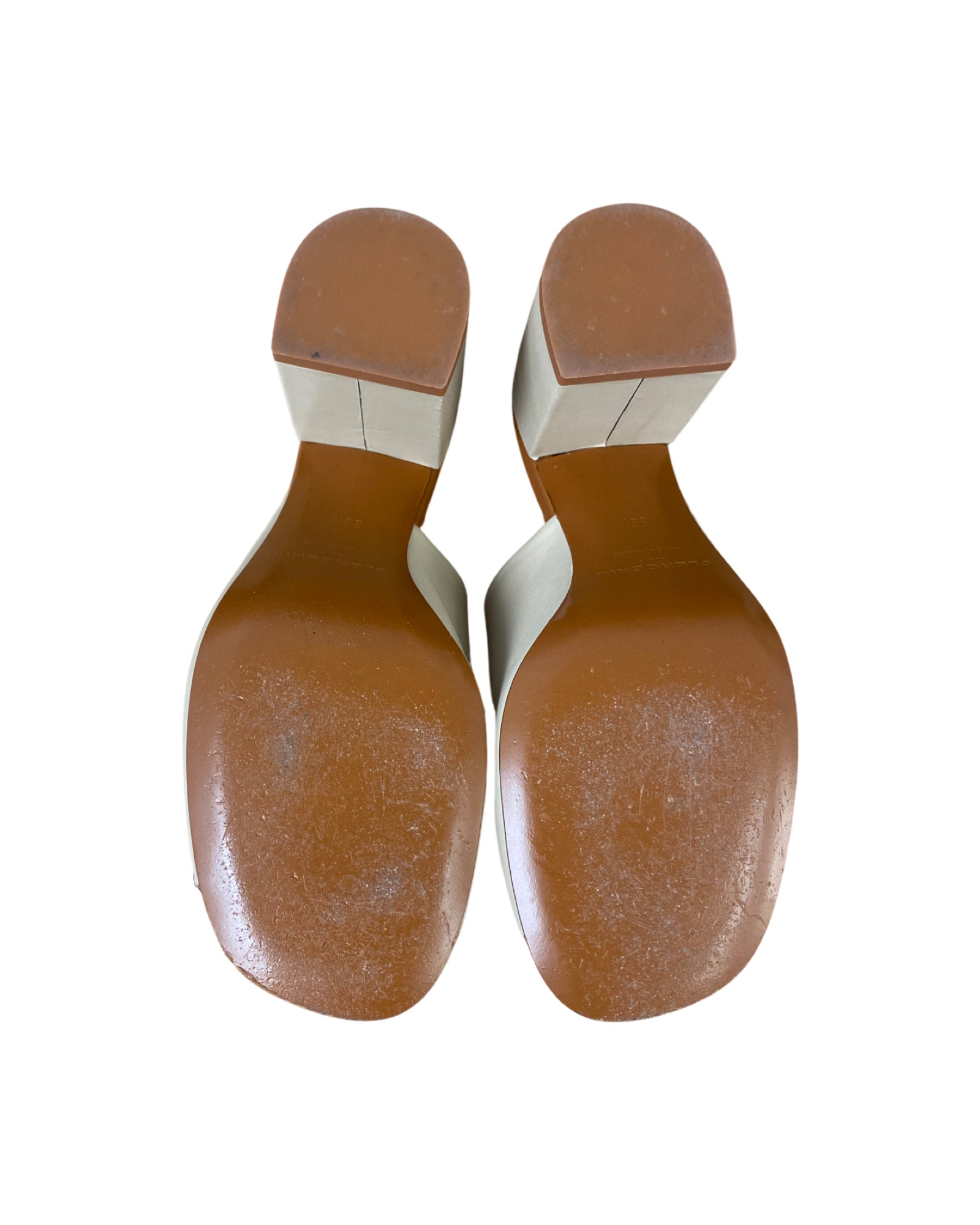 ROBERT CLERGERIE ALLEGRIA LEATHER BLOCK HEEL MULE IN BONE SIZE 8.5