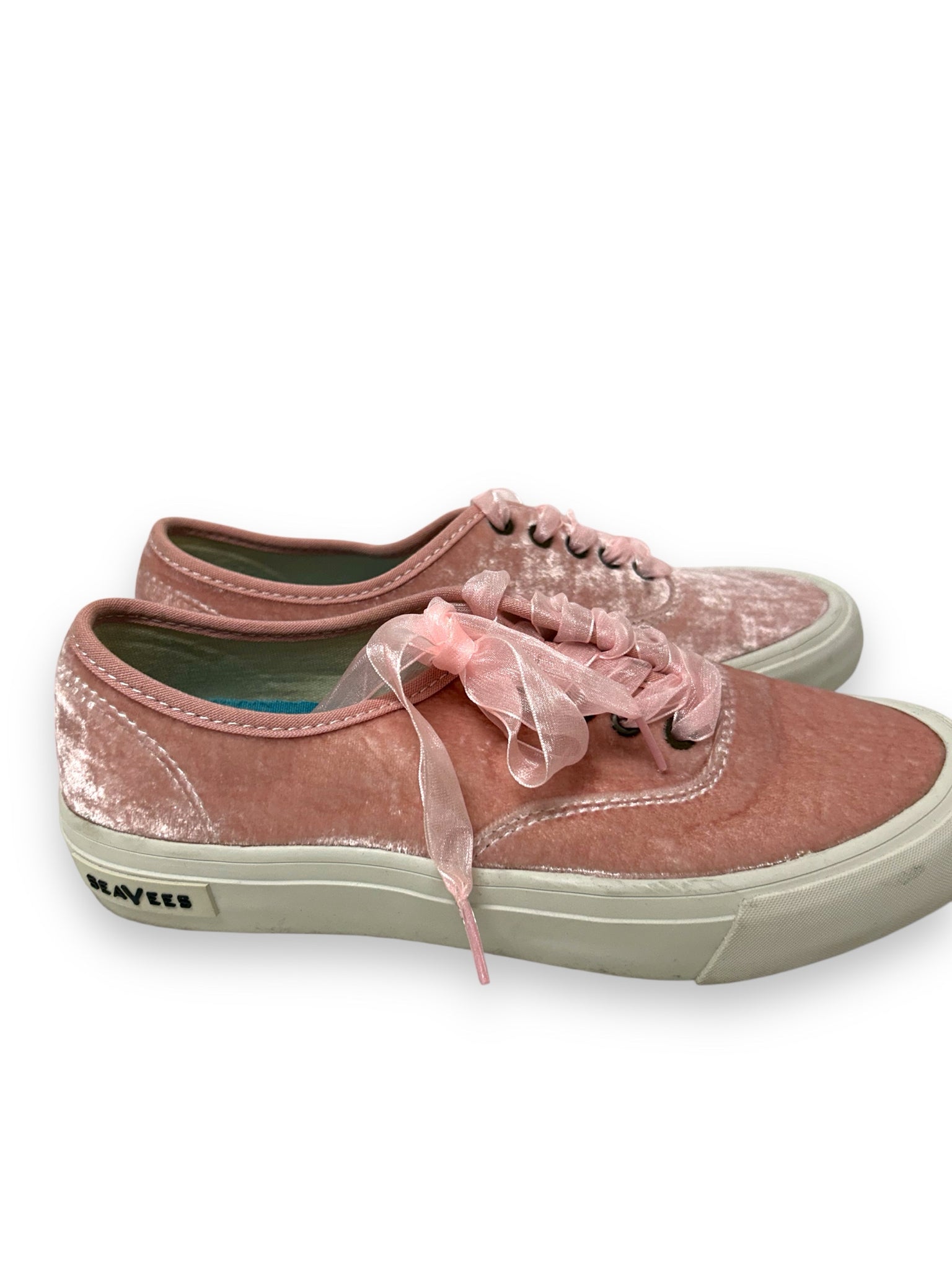 SEAVEES PINK VELVET LACE UP PLATFORM SNEAKERS SIZE 7.5