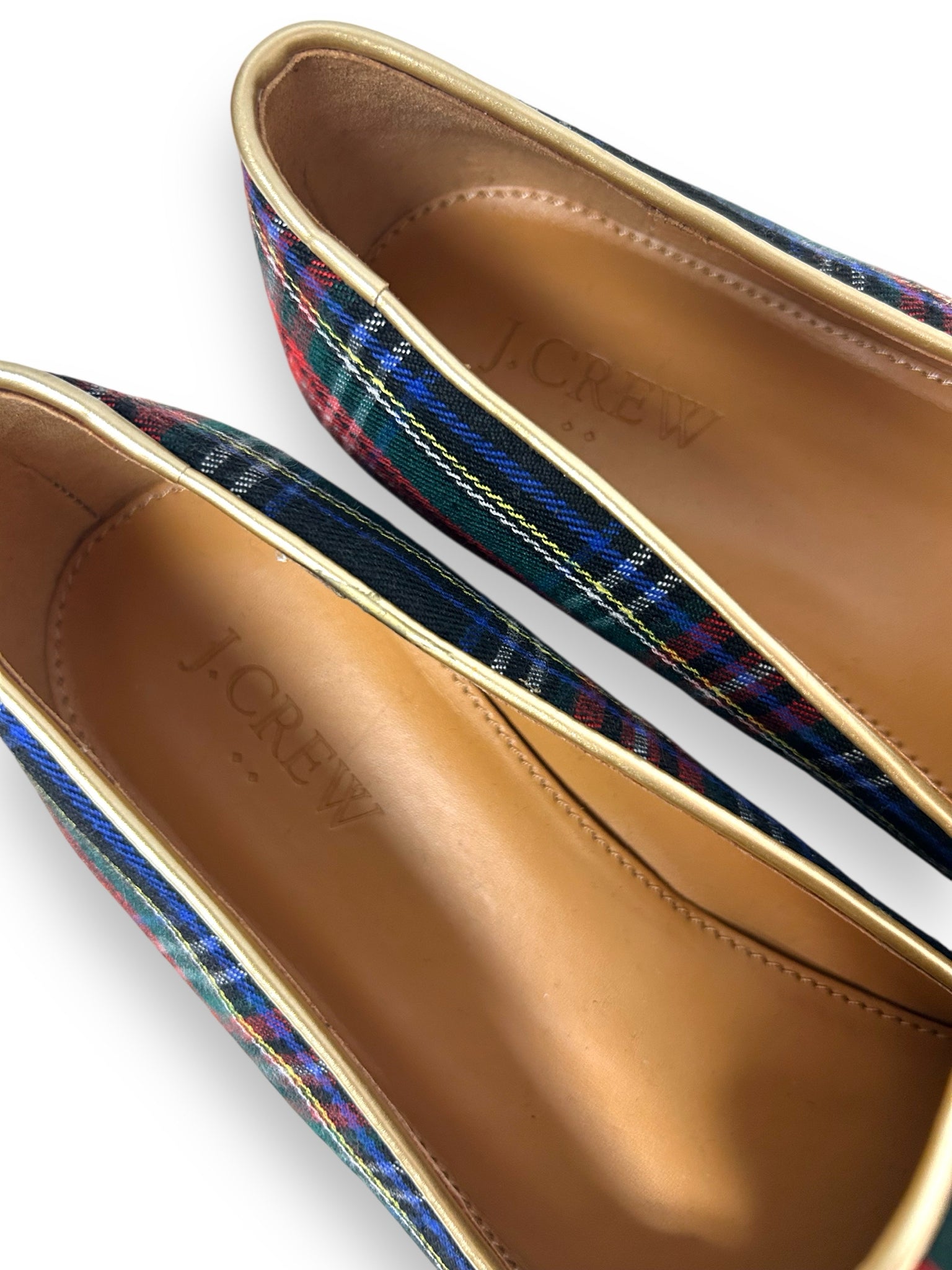 JCREW TARTAN SMOKING LOAFER BLUE GREEN PLAID SIZE 8.5