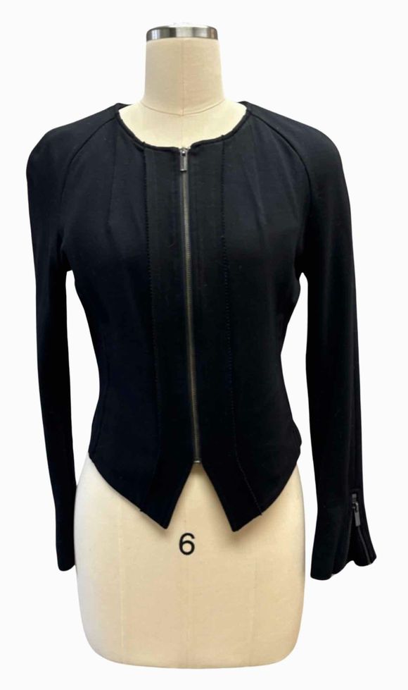 BCBG MAXAZRIA ZIP FITTED MOTO BLACK JACKET SIZE M