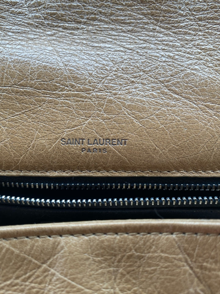 YVES SAINT LAURENT MEDIUM NIKI VINTAGE LEATHER SHOULDER BAG IN TAN