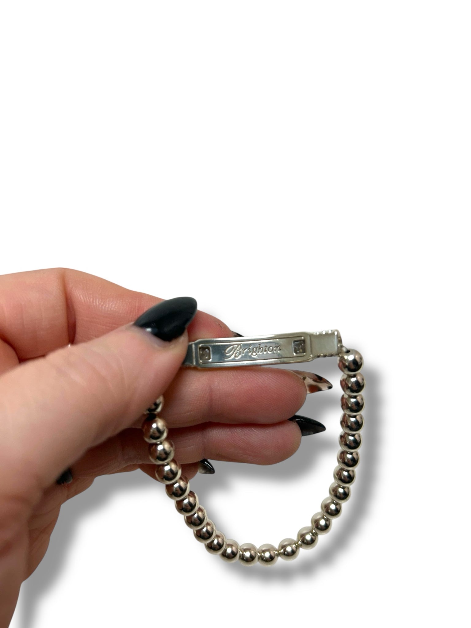 BRIGHTON MERIDIAN 'LOVED' STRETCH BRACELET SILVER