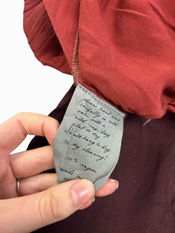 RAQUEL ALLEGRA TRAPUNTO SILK OMBRE PULL ON TROUSER SIZE: 1