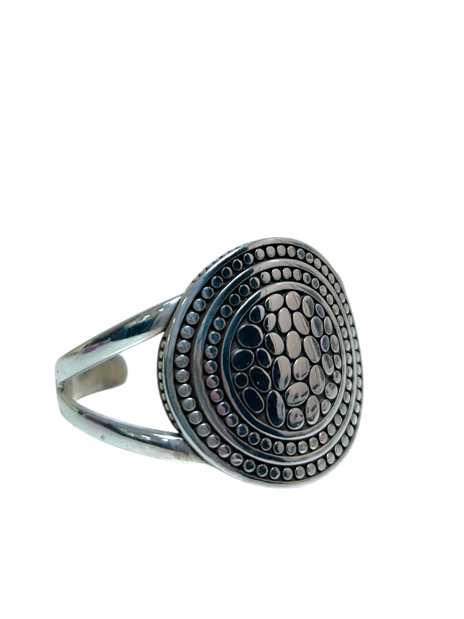 BRIGHTON PEBBLE DOT CUFF BRACELET SILVER PLATED