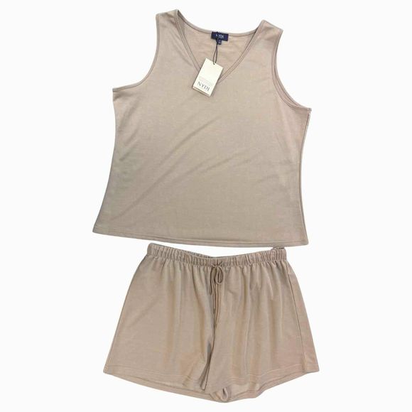 NYDJ NWT! TANK & SHORTS TAN LOUNGE SET SIZE L/XL