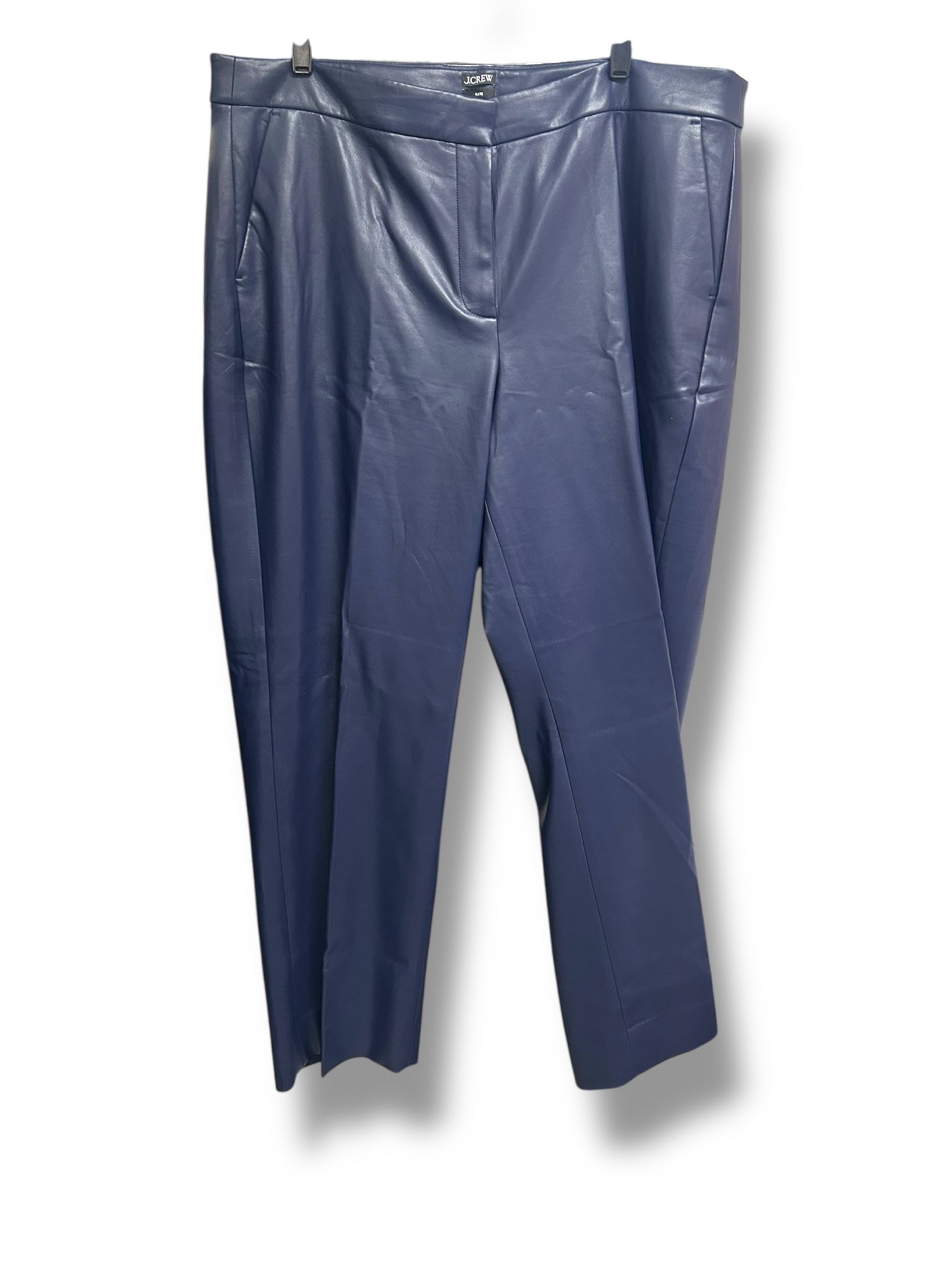 J.CREW NWT KATE STRAIGHT LEG PANT FAUX LEATHER NAVY SIZE 18