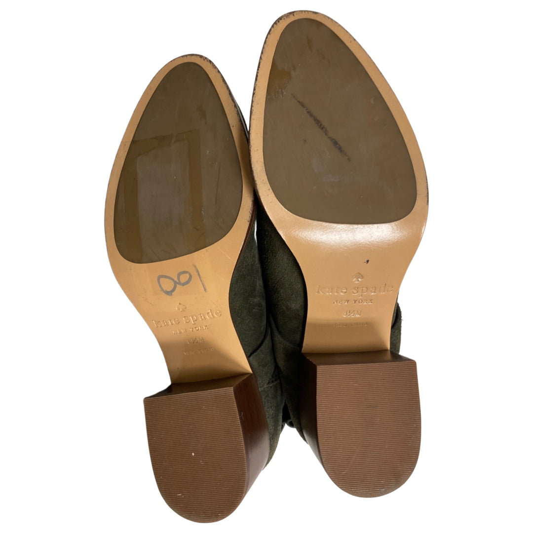 KATE SPADE OLIVE POLLY ANKLE SUEDE BOOTS SIZE 8.5