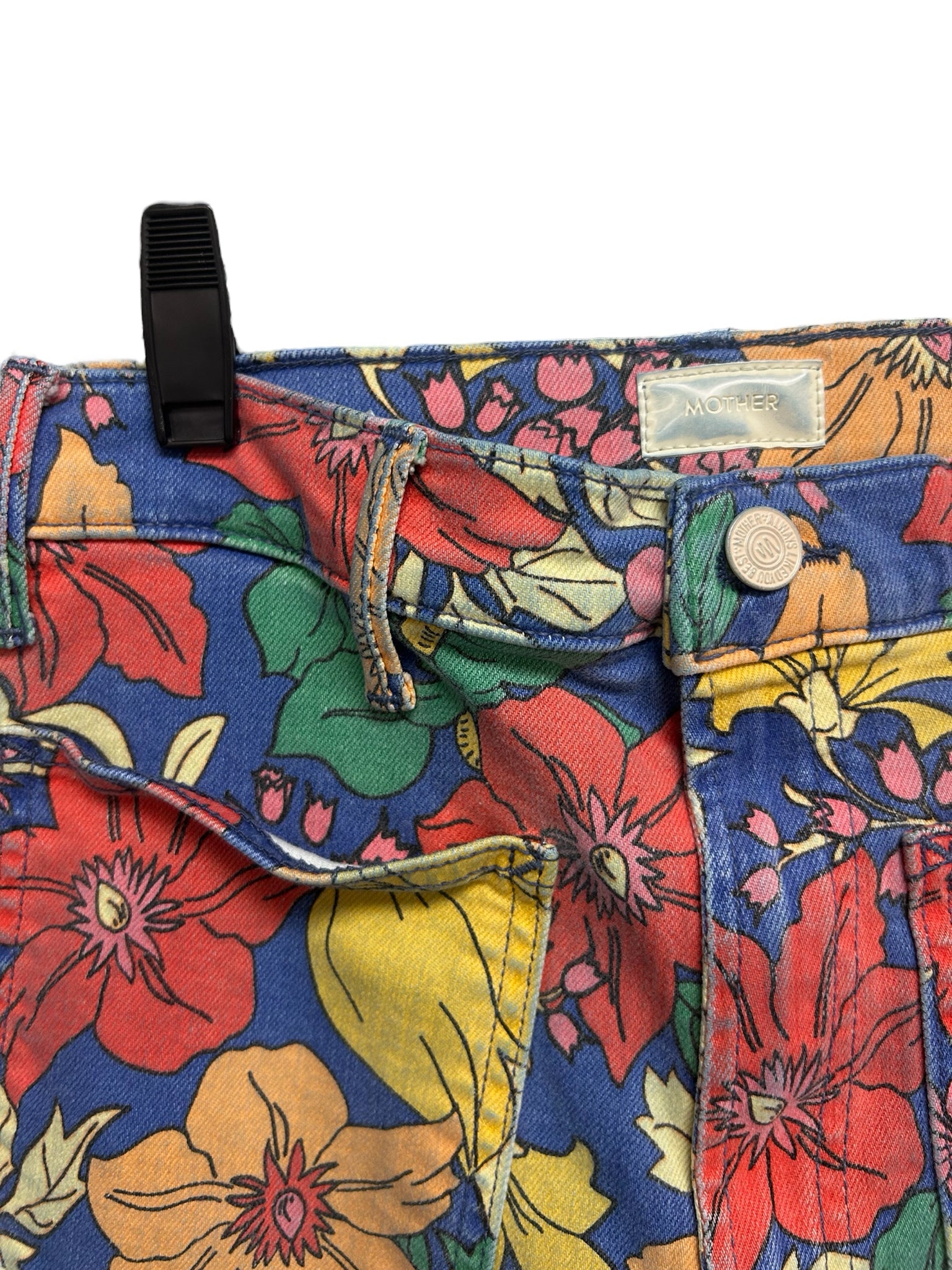 ANTHROPOLOGIE MOTHERTHE HUSTLER PATCH POCKET FRAN ANKLE JEANS IN FRESH BLOOMS