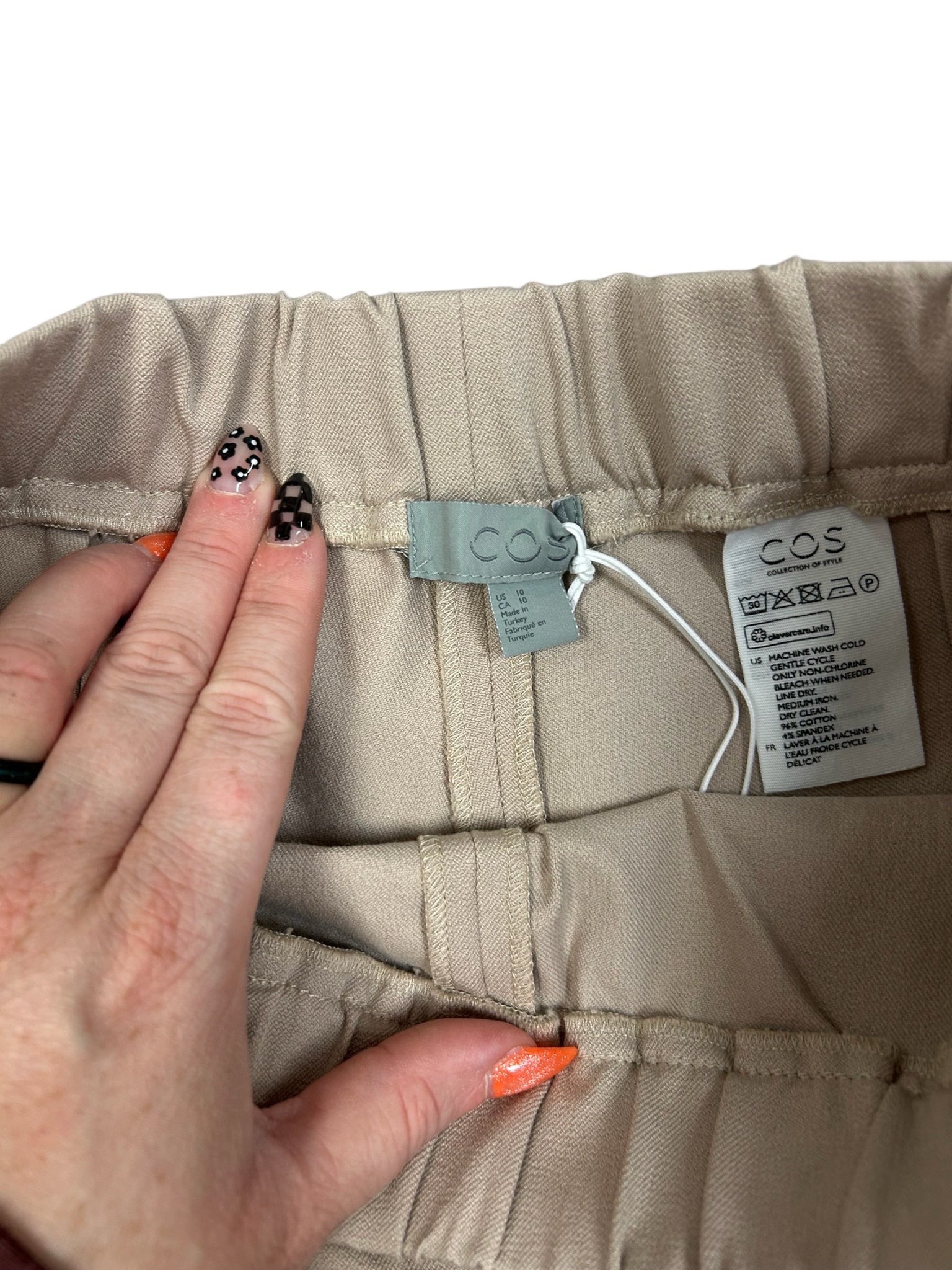 NWT COS TAN KHAKI SLIM PULL ON ELASTIC WAIST PANTS SIZE 10