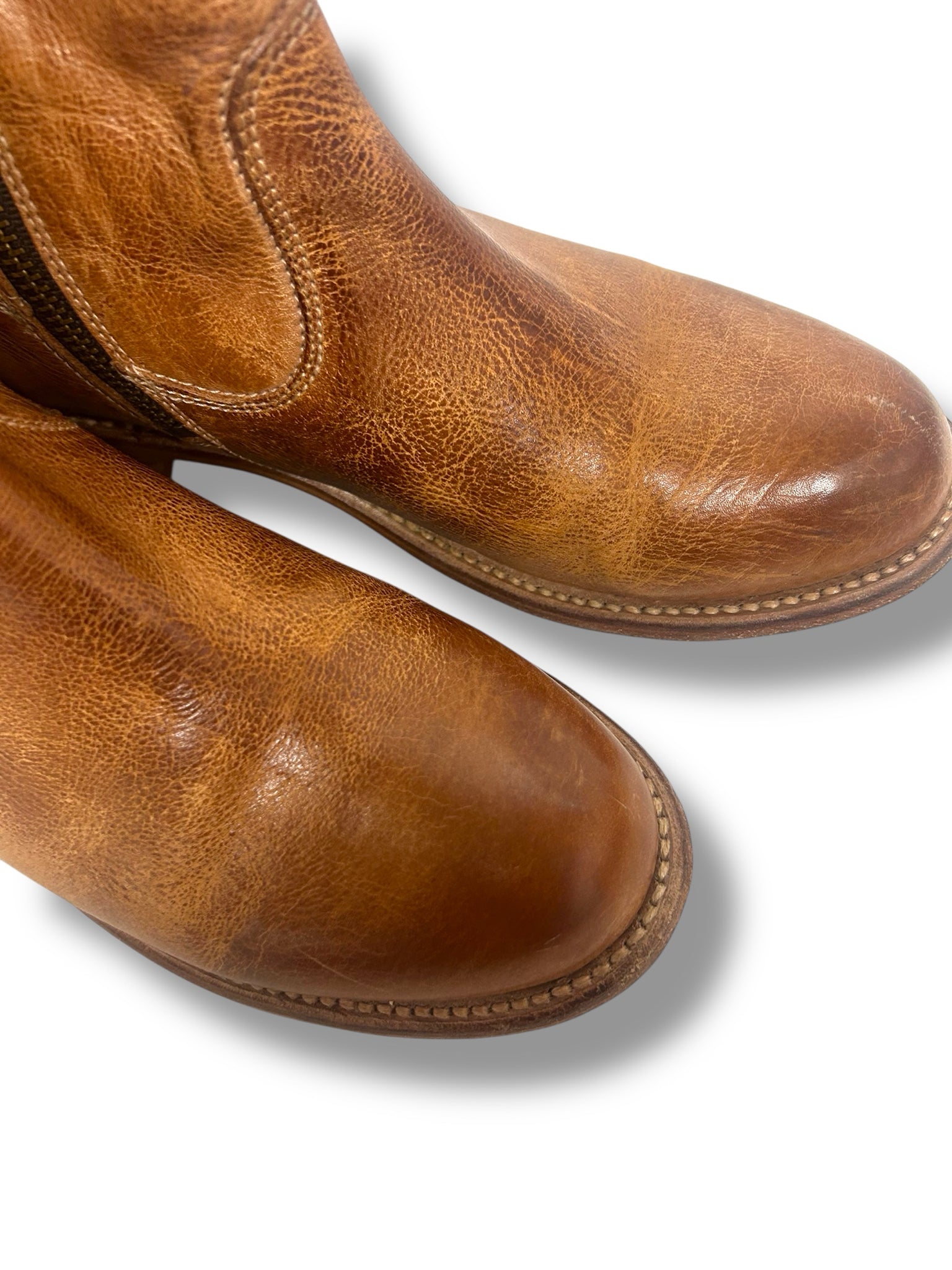 BED STU CRAVEN DIP DYE W/FRINGE ANKLE BOOTS BROWN SIZE 9