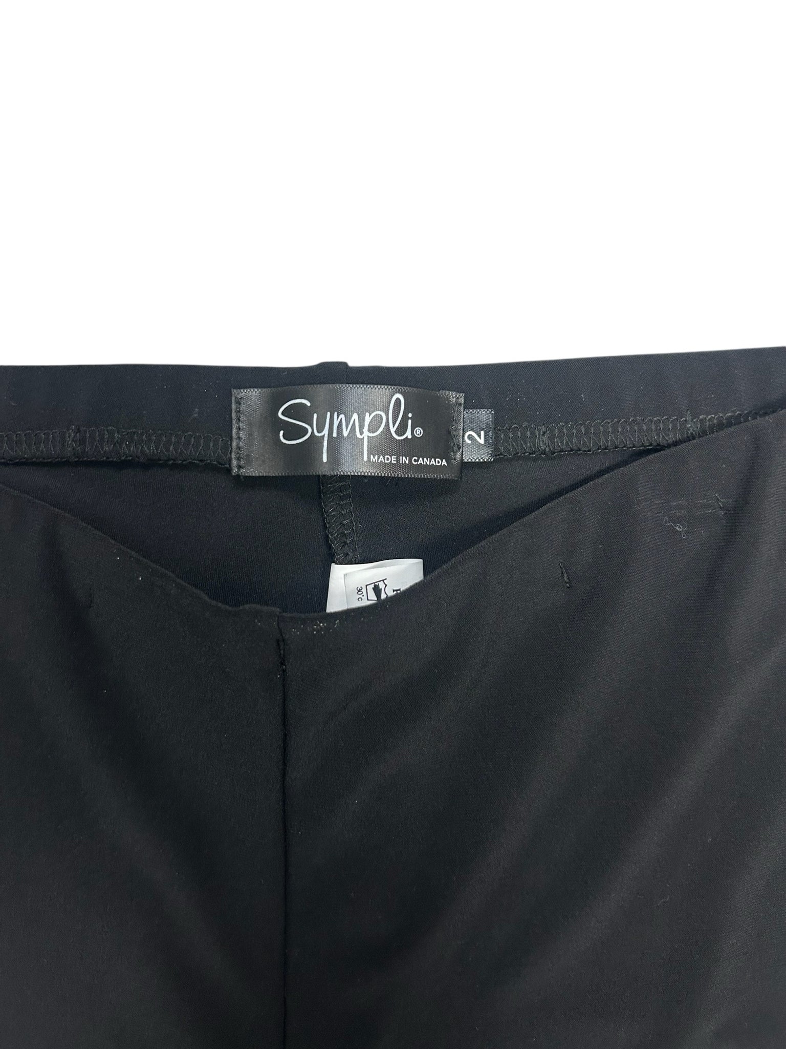 SYMPLI BLACK CROPPED LATTICE HEM PULL ON PANTS SIZE 2