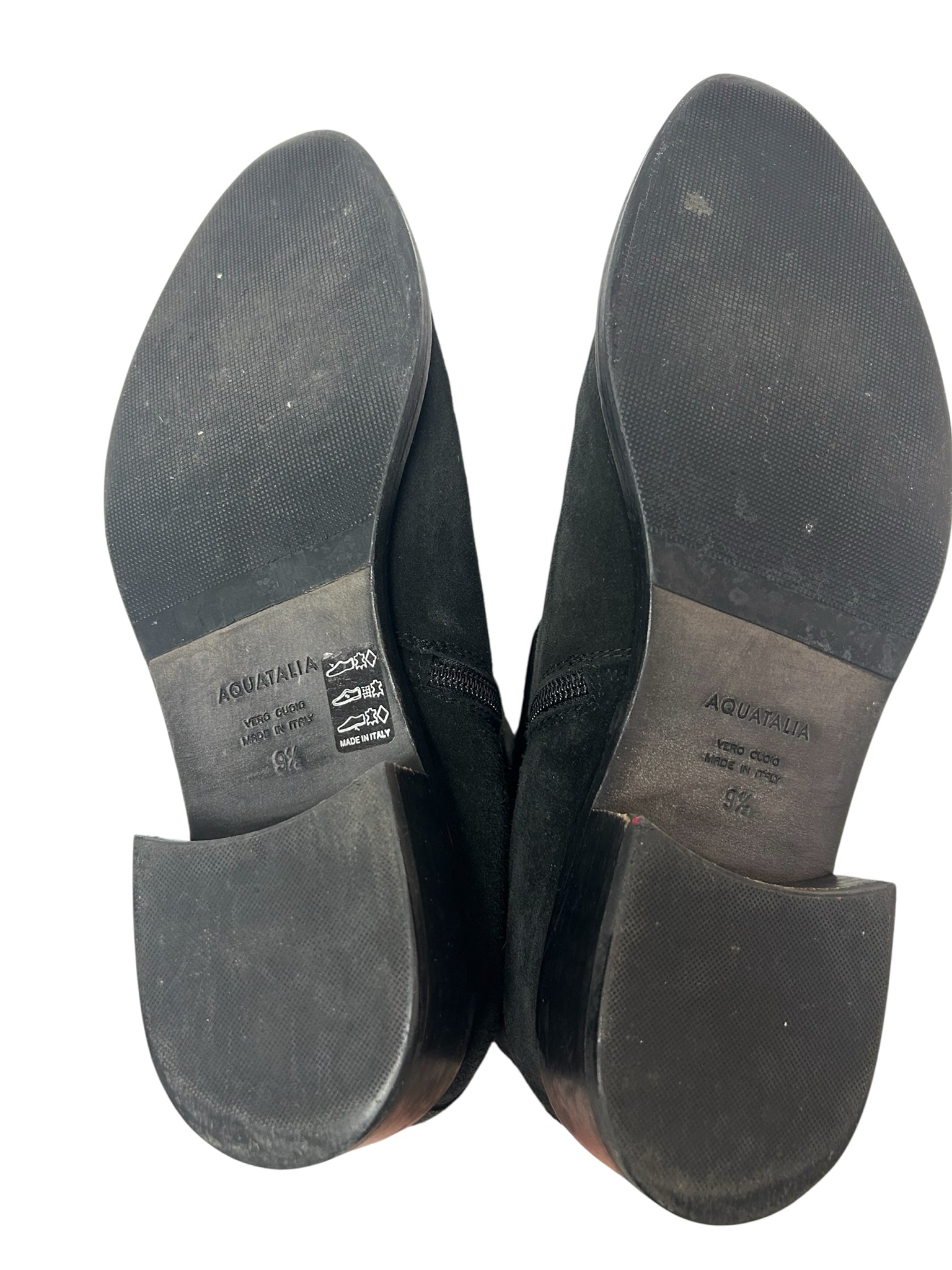 AQUATALIA BLACK  SUEDE STRETCH TALL ZIP BOOTS SIZE 9.5