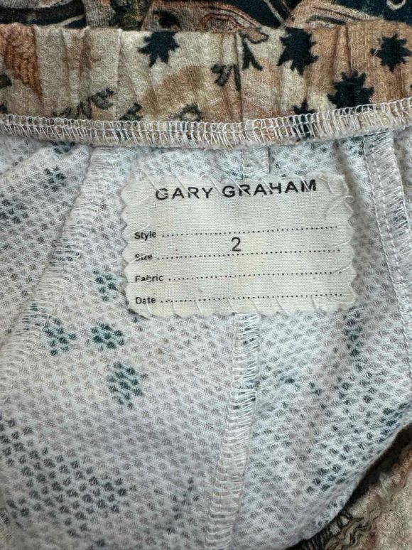 GARY GRAHAM READY TO WEAR BROWN IRANIAN PRINT SLIM LEG PANT IN NATURAL SIZE 2