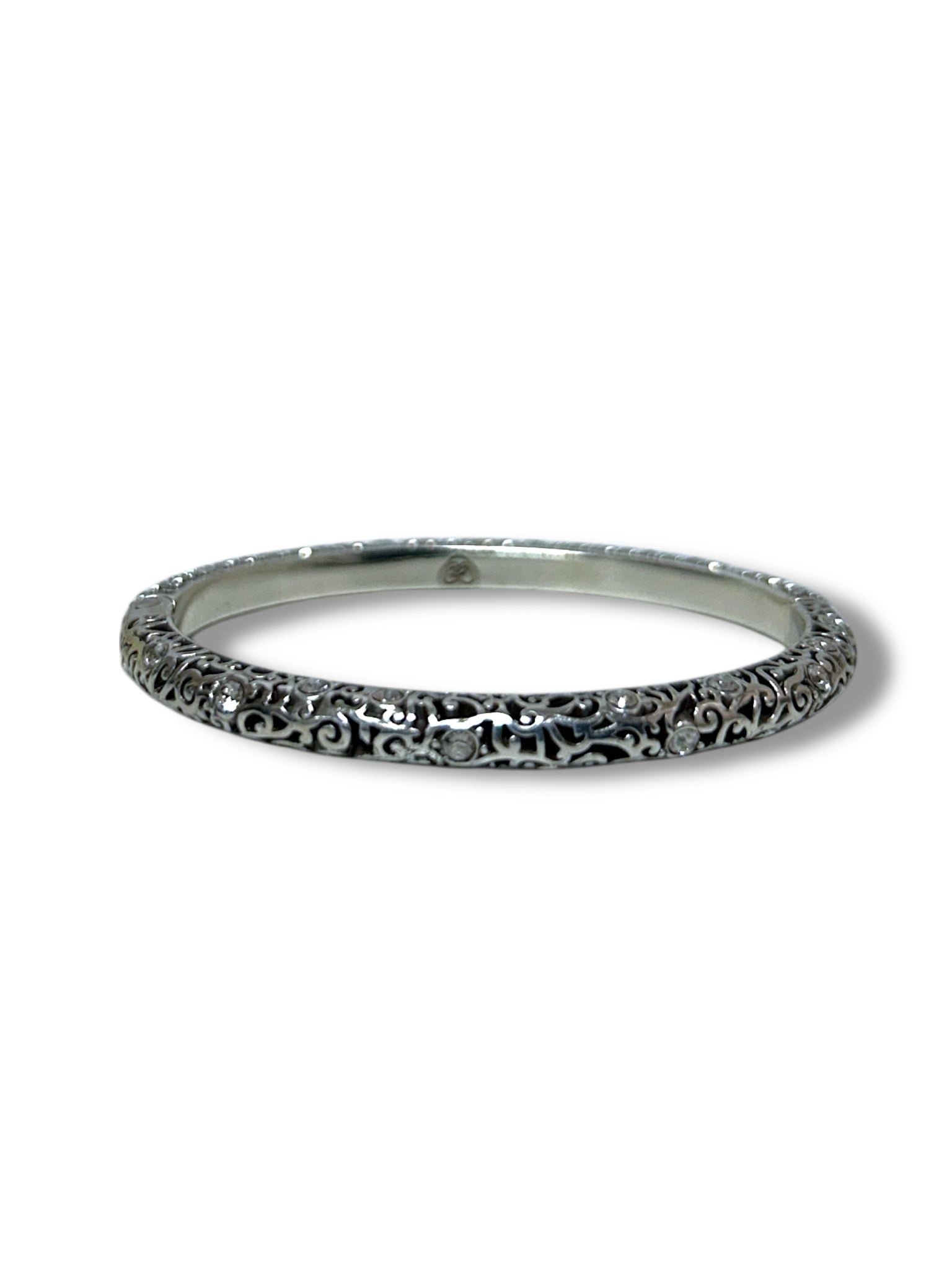 BRIGHTON ANATOLIA CRYSTAL HINGED BANGLE SILVER PLATED